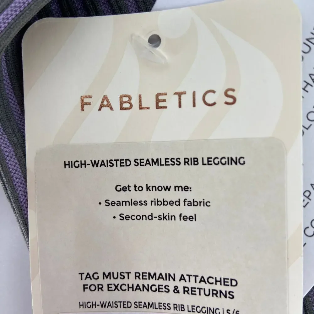 Fabletics Leggings Size S High Waist Ankle Seamless Ribbed Purple‎ Gray